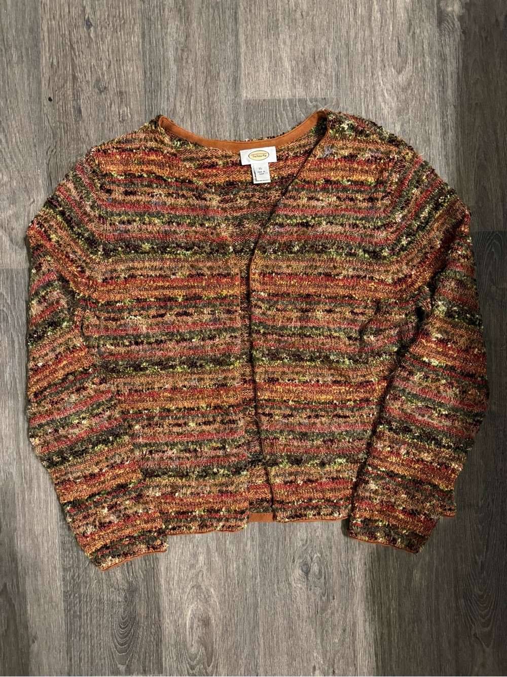 Talbots Multicolor Striped Knit Sweater - Orange/Brown